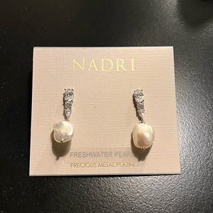 Nadri Freshwater Pearl Crystal Drop Earrings